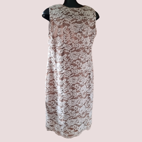 Amanda Collection Cream & Tan Lace Dress - Picture 2 of 9